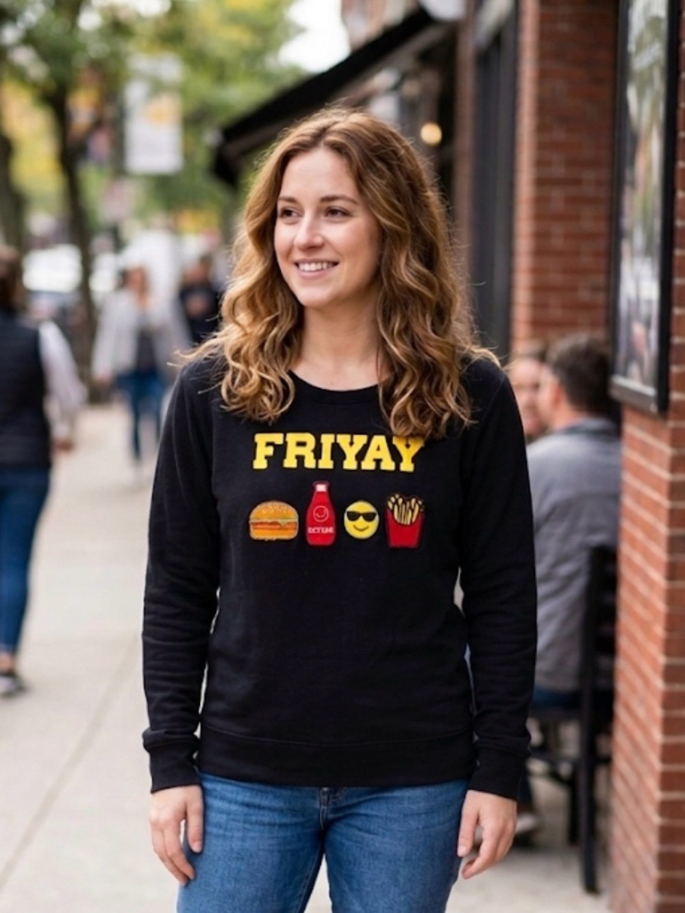 Rebellious One Black 'FRIYAY' Graphic Crewneck Sweatshirt